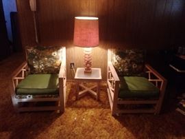 RARE Vintage Mid-Century Modern Patio Furniture YPSILANTI REED FURNITURE CO, Ionia, Michigan – Indoor Patio Couch, 3 tables & 2 Chairs