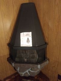 Retro Mid Century Electric Corner Wall Faux Fireplace Heater- has glowing logs,