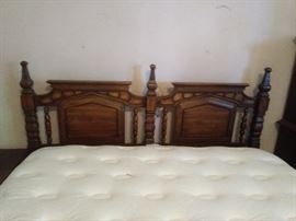 Vintage QUEEN Bed, Night Stand & Dresser with double mirror