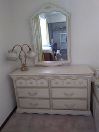 French Provincial Vintage Girls Bedroom Furniture, Dresser with mirror, Longerie Chest