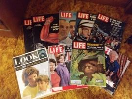 Vintage 1960's & 1950's Life & Look Magazines - Kennedy, Barbara Bush, NASA Astronauts,  