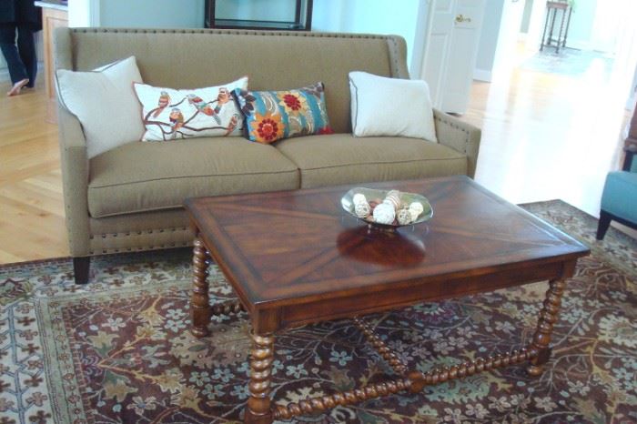 Drexel Heritage Sofa, coffee table and area rug.