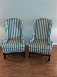 Two New Exquisite Grosgrain Upholstery Wing Back Chairs https://ctbids.com/#!/description/share/58729