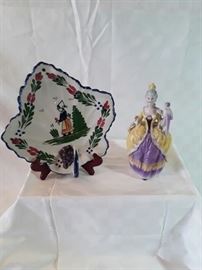Vintage Bavaria Figurine and BLUE RIDGE SOUTHERN POTTERIES Decorative Plate       https://ctbids.com/#!/description/share/58734