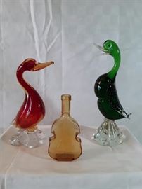 Hand Blown Glass Ducks and Gituar Vase https://ctbids.com/#!/description/share/58737