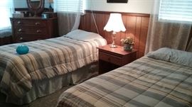 Twin Beds, Nightstand, Lamp