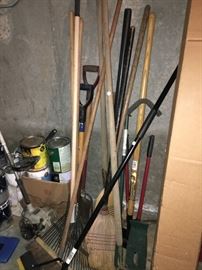 rakes, shovels, brooms