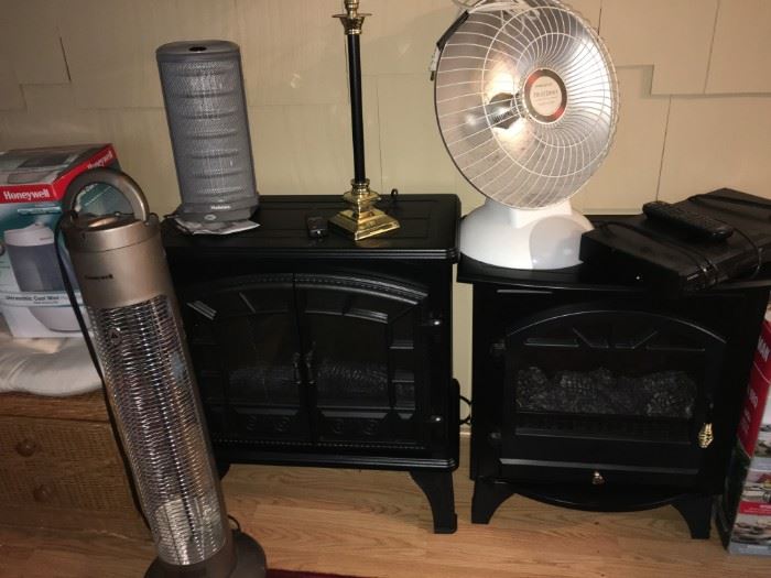 5 space heaters - 2 "fireplace look"