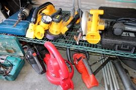 DeWalt battery powered tools, blower, hedge trimmer