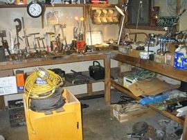 BENCHES FULL OF TOOLS AND SO MUCH OTHER MISCELLANEOUS