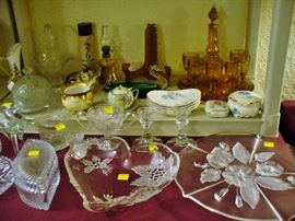 MORE BEAUTIFUL GLASSWARE FOR GREAT GIFTING  AND AN AMBER SET IN BACKGROUND.