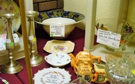 MORE GLASSWARE, COFFEE SET AND GREAT PEWTER CANDLESTICKS