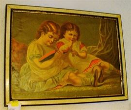 A NICE VICTORIAN PRINT OF TWO LITTLE GIRLS