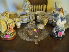 PRISM CANDLEHOLDERS AND DINNERWARE WITH ANGELS TO WATCH OVER