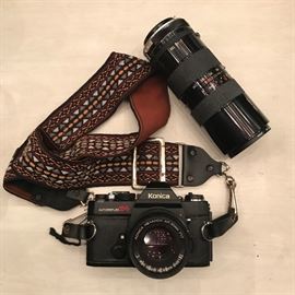Vintage Konica camera with lens.
