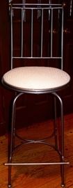 Two sets (4 each) bar stools: Charleston metal stools with cushion seat; wooden stools for bar area