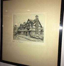 Shakespeare’s Birthplace, Stratford-on-Avon, etching by Edward J. Cherry; signed artist’s proof