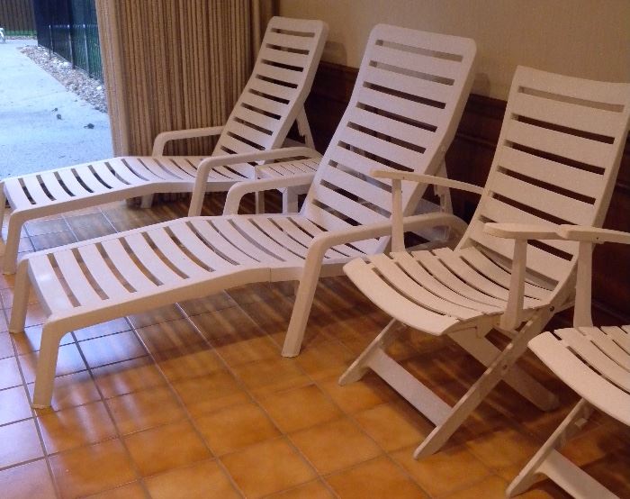 Pool chairs (8) and 2 lounges with cushions; other pool accessories
