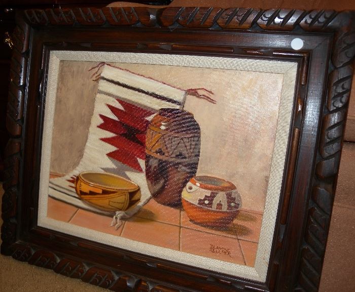 Native American still life, oil on canvas, 1974, by Blanche Zellmer