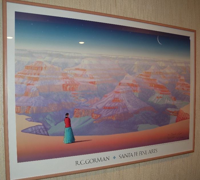 Three R.C. Gorman framed posters. Pictured: original signature, Santa Fe Fine Arts, 1994