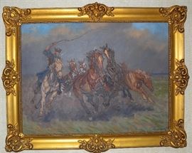 Cowboy, oil on board