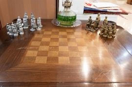 Game table including chess set.