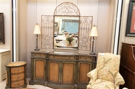 SO NICE!  This mirror is not attached to the buffet, and is sold separately.