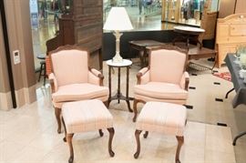 Queen Anne Chairs with Ottomans