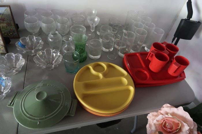 Vintage plastic dinnerware sets.