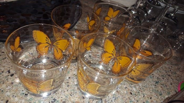 Vintage Butterfly Cocktail Glasses (5)