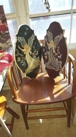 Nice Wood Captain Chair + Wood Hand Painted Fairy Wall Plaques -there are 3 to choose from