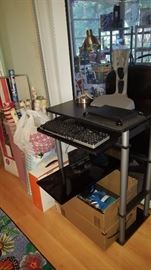 Small Computer Table with Pull Out Keyboard Shelf