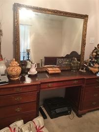 2 Lovely Leather Embossed Mahogany Desks (they can be put back to back or sold separately)