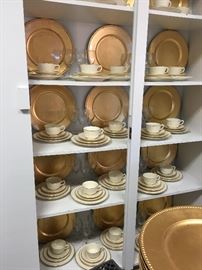 Stunning Gold Rimmed China Set 
(Over 100 pieces)
Several Gold & Silver Chargers