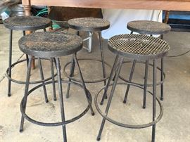 Vintage Cast Iron Bar Stools that Swivel