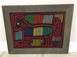 Vintage Textile Molas, San Blas Indians in Cypress Frame