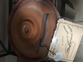 Lotti Paolo (Chicken Grilled Under A Brick) Clay Baking Dish - Never Used