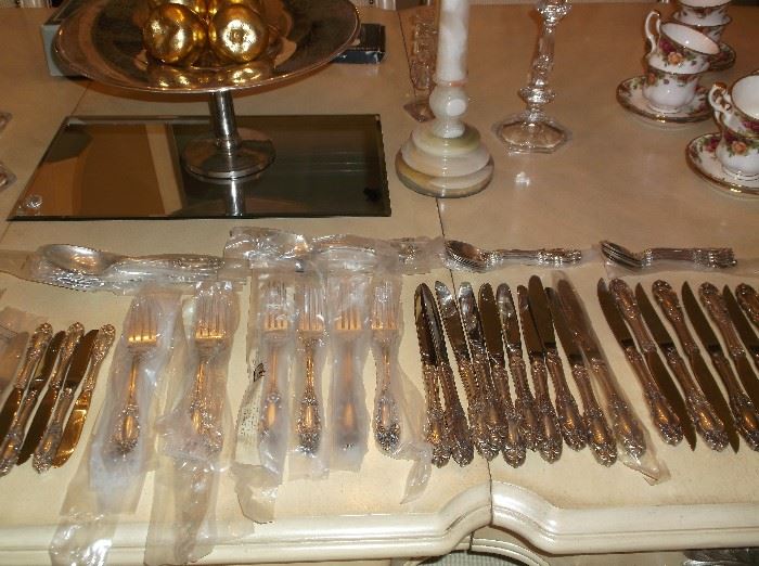 Towle sterling" Grand Duchess"....ten place settings with steak knives and butter spreaders
