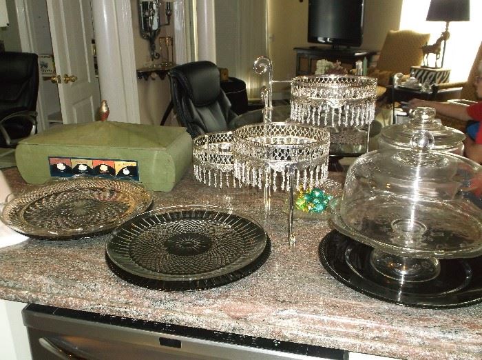 Cake plates, cake stand, and buffet server