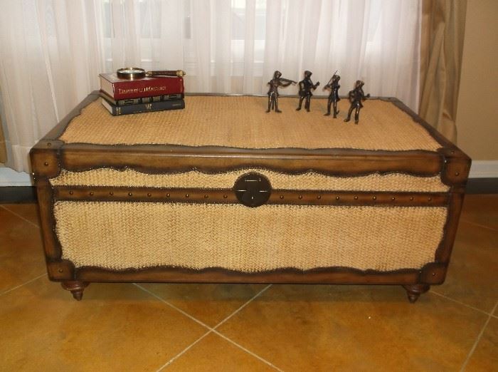 Large faux leather and rope trunk