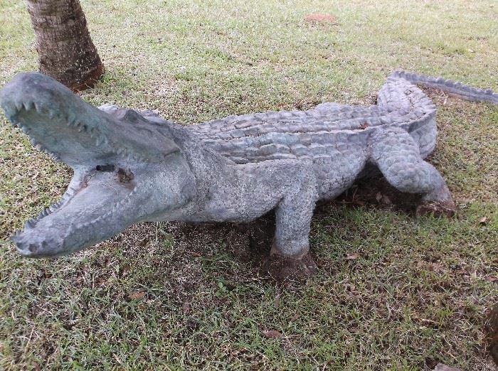 Bronze alligator statue
