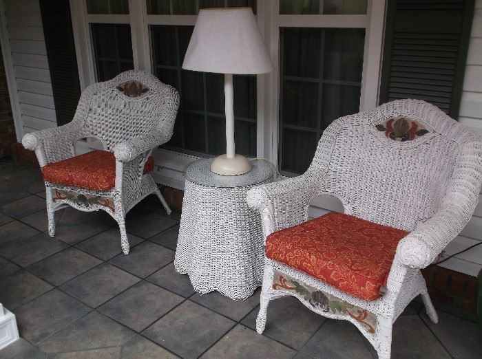 Wicker chairs and table