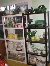 Crocks, flower pots, pottery, match books, snack sets.