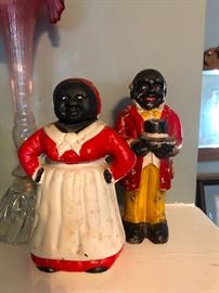 Vintage Cast Iron  Aunt Jemima and Uncle Moses Black Americana Banks