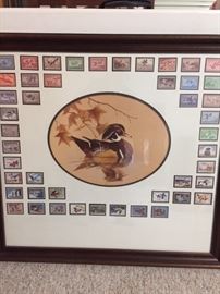 Don Edwards duck print with stamps