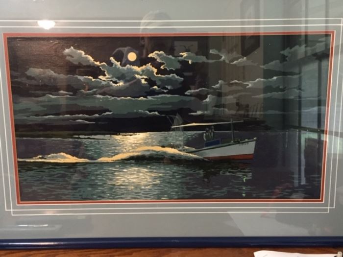 Ron Picou boat on the water print