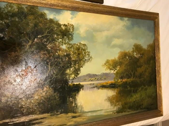 WOW !!!!! An original oil painting on board by famous Austin TX artist A.D. Greer