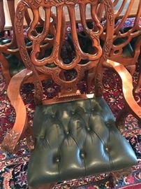 Nice Leather Seat Carved Chairs