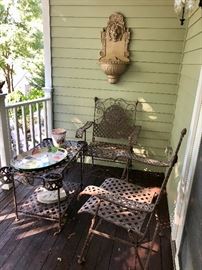 Iron patio chairs & table