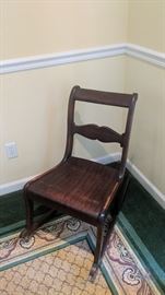 Small wood Rocking chair. The seat part is 18" wide, 16" deep. The rocking legs are 31" long and the chair is a total of 29" tall. Can be yours today for $45.00